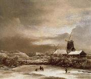 Winter landscape with two windmill Jacob van Ruisdael